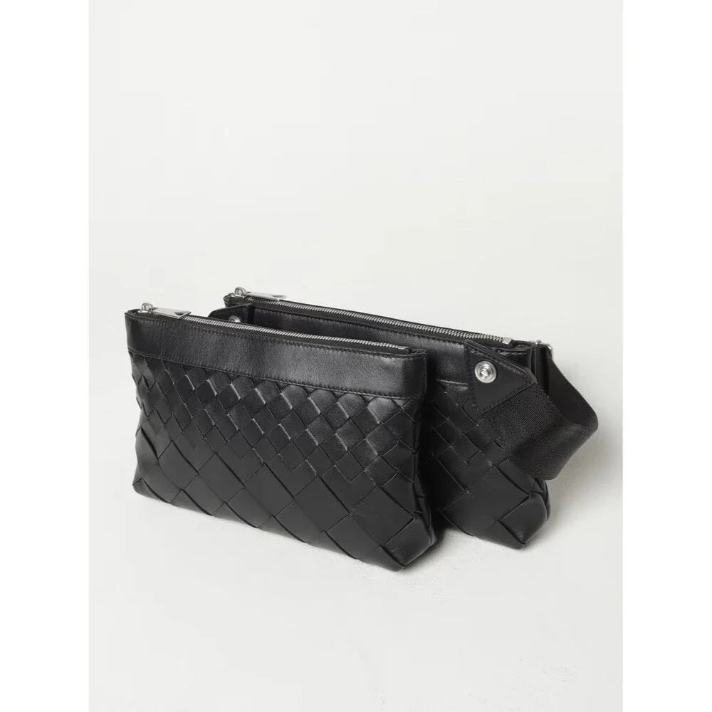 BOTTEGA VENETA Black Duo Intrecciato Leather Crossbody Bag $3100